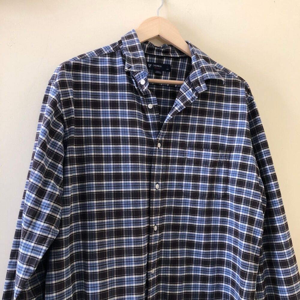 Cremieux Plaid Shirt Button Down Blue Size L